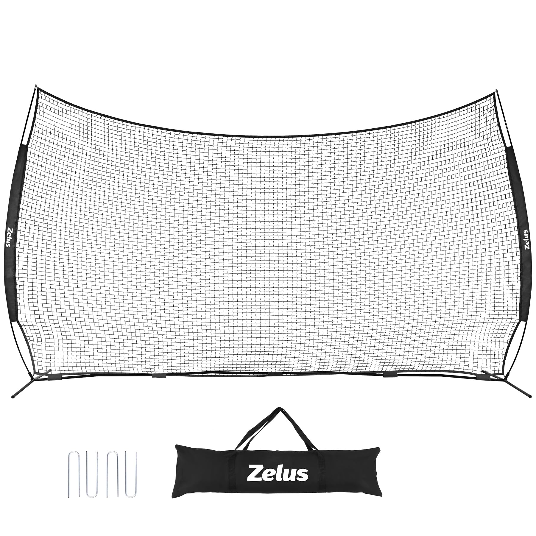 Photo 1 of 12x9ft Barricade Backstop Net, Ball Sports Barrier Net, Practice Net for Baseball Softball Lacrosse Soccer Basketball and More (12x9 ft - Black)