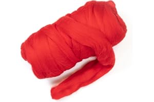 Kondoos Colored Natural Wool roving, 1 lb. Best Wool for Needle Felting, Wet Felting, handcrafts and Spinning. (Red, 1 lb)
