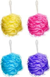 ELYSIUM SPA Mesh Exfoliating Bath & Shower Sponge 4 Pack Assorted Colors