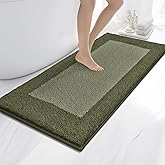 anllugs Bathroom Rugs 24" x 60", Non-Slip Extra Soft Absorbent Bath Rugs, Machine Washable Quick Dry Bath Mats for Bathroom Floor, Shower, Bathtub and Sink, Olive Green & Green