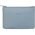 Narwey Small Makeup Bag for Purse Vegan Leather Travel Makeup Pouch Mini Cosmetic Bag Zipper Pouch for Women (Greyish Blue)