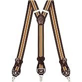 Kohentact Suspenders for Men with Clip & 6 Buttons 1.4in Y-Shape Stainless Steel