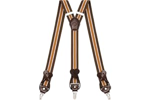 Kohentact Suspenders for Men with Clip & 6 Buttons 1.4in Y-Shape Stainless Steel