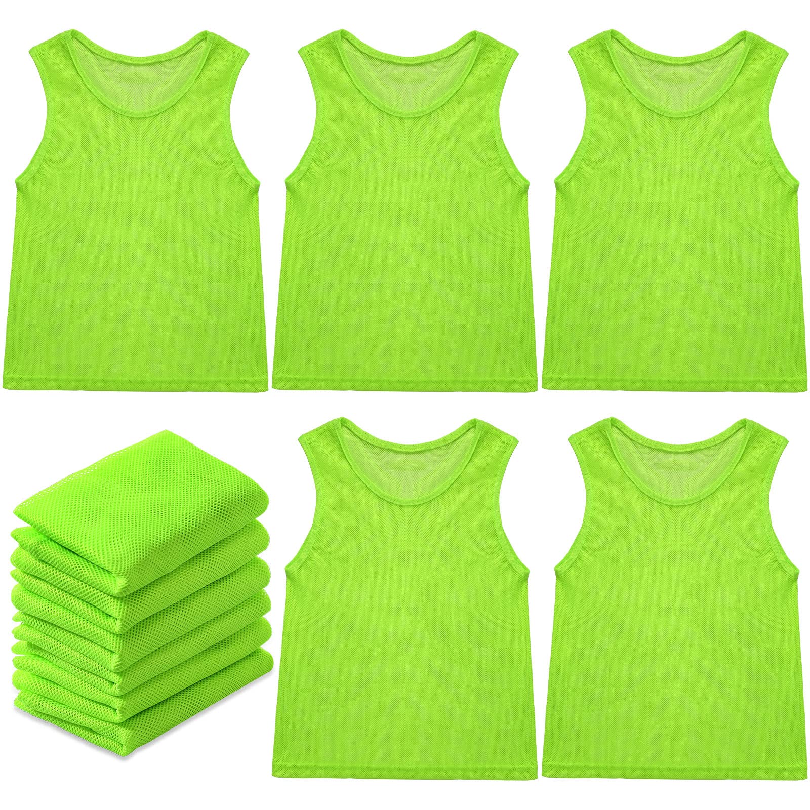 Photo 1 of Sintege 12 Pcs Soccer Pinnies Pennies Jersey Scrimmage Vest Sports Practice Jersey Mesh Basketball Vest for Youth Adult Kids(Medium,Green)
