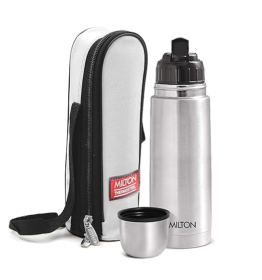 Milton Thermosteel Flip Lid Flask, 350 milliliters, Silver