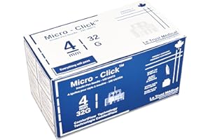 4mm 32G Micro-Click Universal Insulin Pen Needles 4mm (100 Count) - For Ozempic, Saxenda, Insulin, GPL-1 and Other Medication