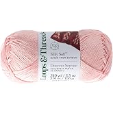 Loops &amp; Threads Silky Soft Yarn - Yarn for Knitting, Crochet, Weaving, and Arts &amp; Crafts - Pink, Bamboo, 3.5 oz