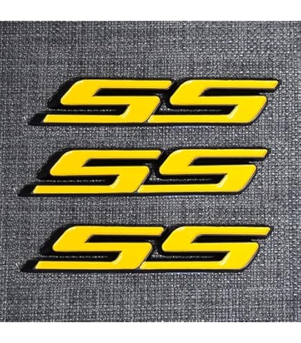 3- FLAT BLACK SS Badge Fender Trunk Emblem Decal For Chevy Camaro Cobalt Impala