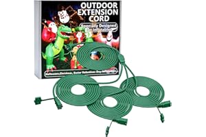 NARUBY 25Ft 3 Outlets Green Outdoor Extension Cords for Halloween Christmas Inflatables Blow Ups Yard Waterproof Outside with Multiple Outlets Extension Cord Power Splitter for Christmas Lights Decorations