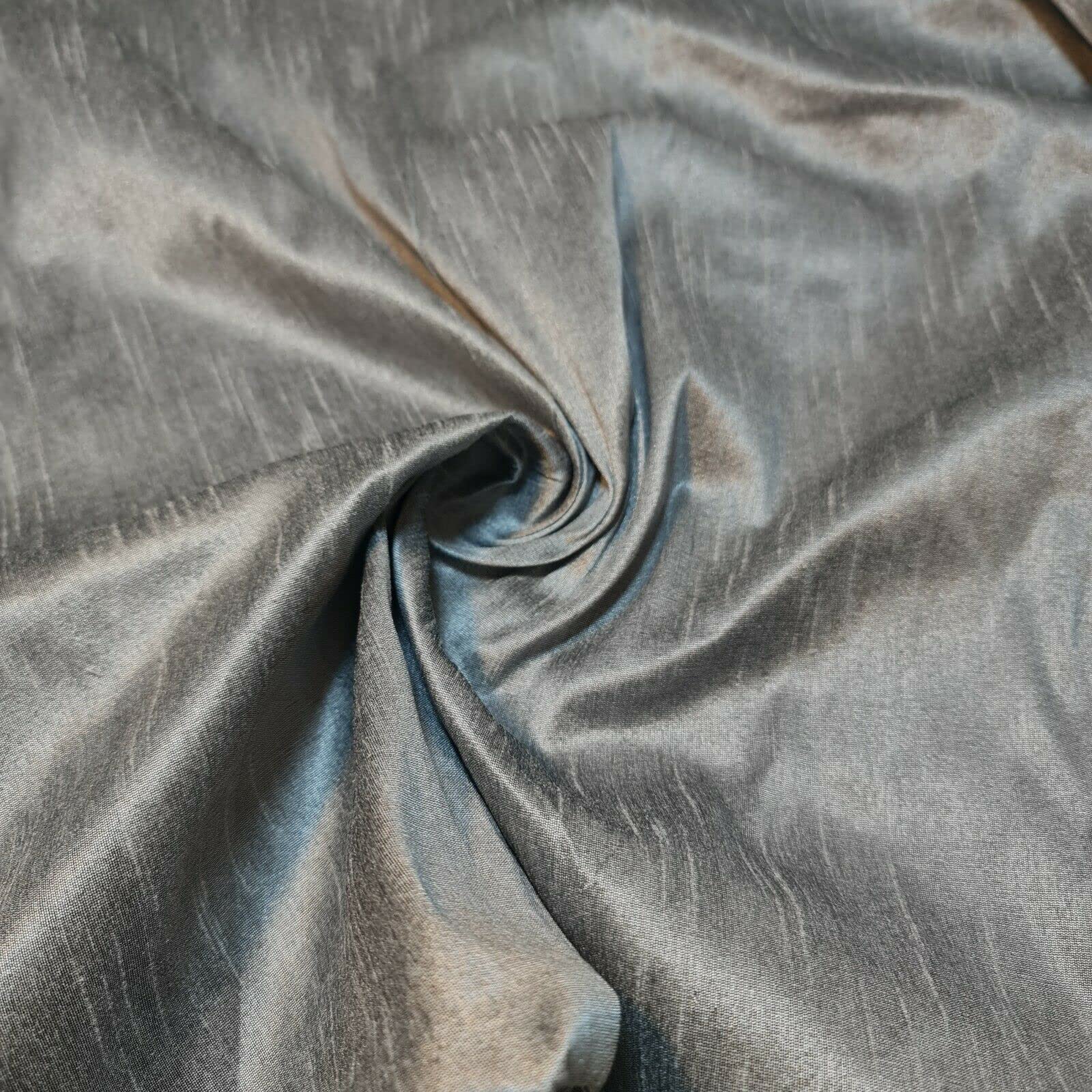 Luxury 100% Pure Mulberry Raw Silk Fabric Slubbed Handloom Upholstery Fabric Bridal Material Clearance by textile station 44" (Charcoal)