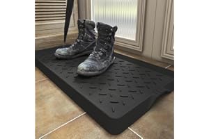 MontVoo-Boot Tray Mat Shoe Tray Large 40x70cm Shoe Mat 100% Rubber Easy Clean Waterproof Shoe Drip Tray for Entryway-Black Tw
