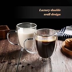 12 Oz Double Walled Glass Coffee Mugs with