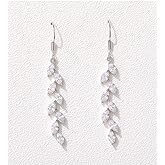 SWEETV Marquise Wedding Dangle Earrings for Brides Bridesmaid, Crystal Long Bridal Earrings for Women Prom