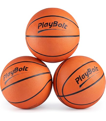 Size 3 Mini Basketballs (3 Pack) - 7-Inch Junior Rubber Basketball