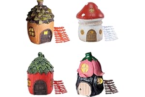 Tumahe 4Pcs Miniature Flower Fairy Garden House，Mini Mushroom Cabin Resin Garden Decor，Fairy Garden Accessories，courtyards, terraces, Outdoor, Miniature Landscapes Decorations