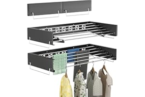 BQKOZFIN 40" (100cm) Laundry Drying Rack Collapsible, Wall Mounted Clothes Drying Rack, Drying Rack Clothing for Laundry Bath