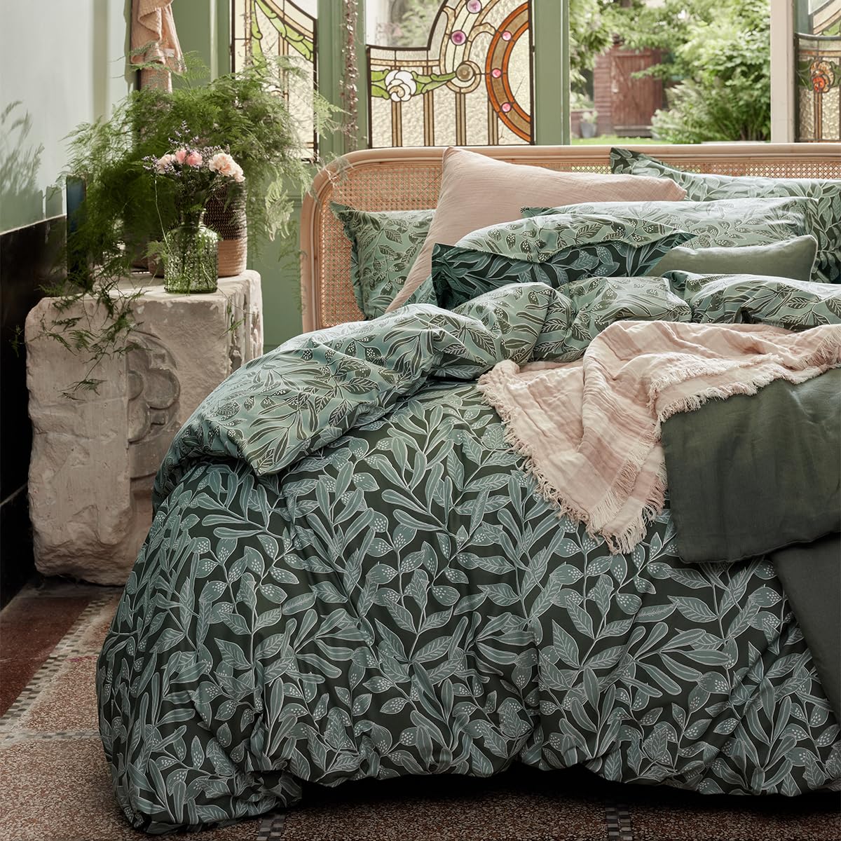 Printed Cotton Duvet Cover, Gaïa, 240 x 220 cm, Essix