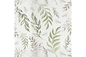 Laatse Green Leaf Wallpaper Peel and Stick 17.5" x 197" Floral Leaf Contact Paper Vintage Self Adhesive Wallpaper Vinyl Water