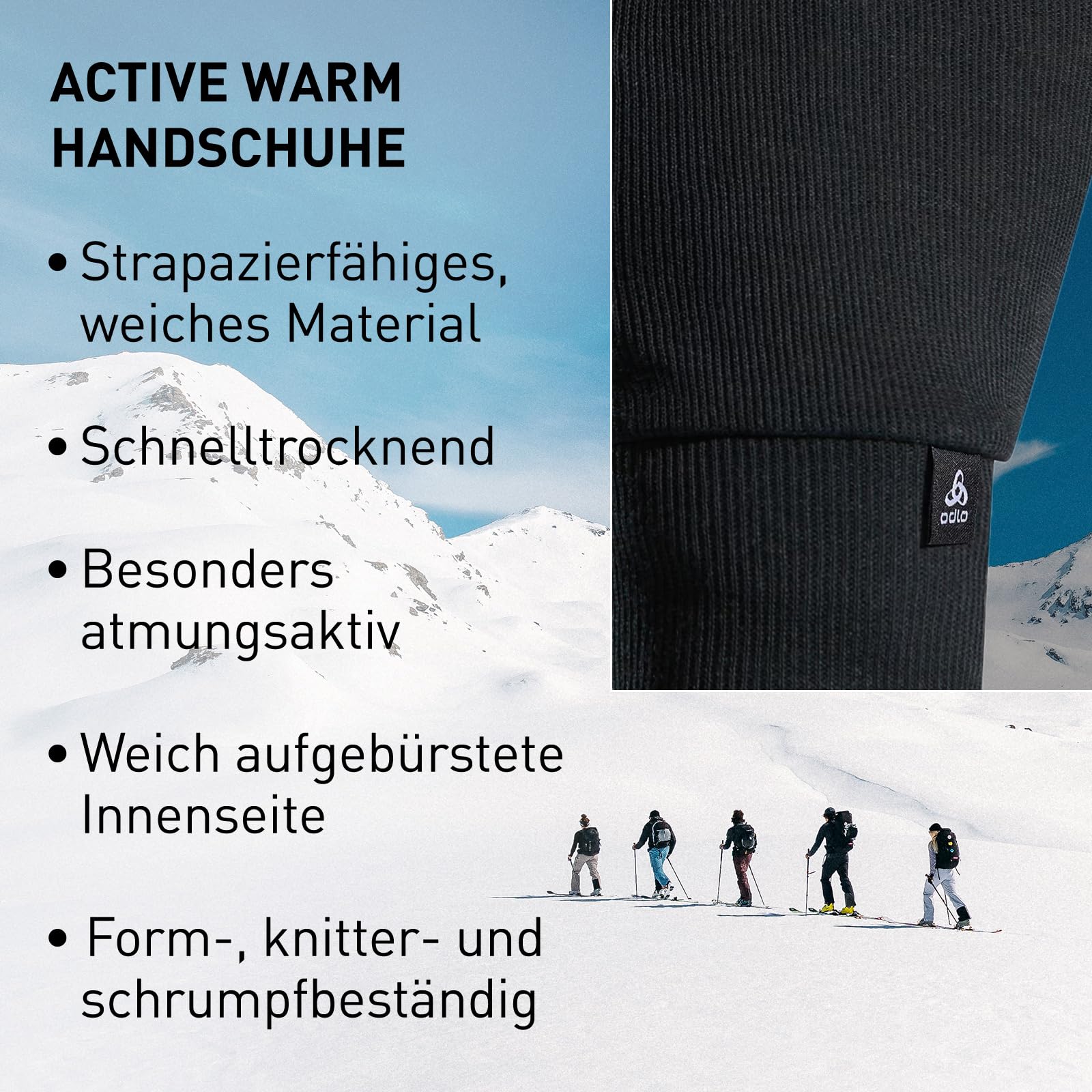 Odlo Sporthandschuhe Herren Damen Active Warm I Unterziehhandschuhe I Ski Handschuhe Sporthandschuhe I Unisex 4