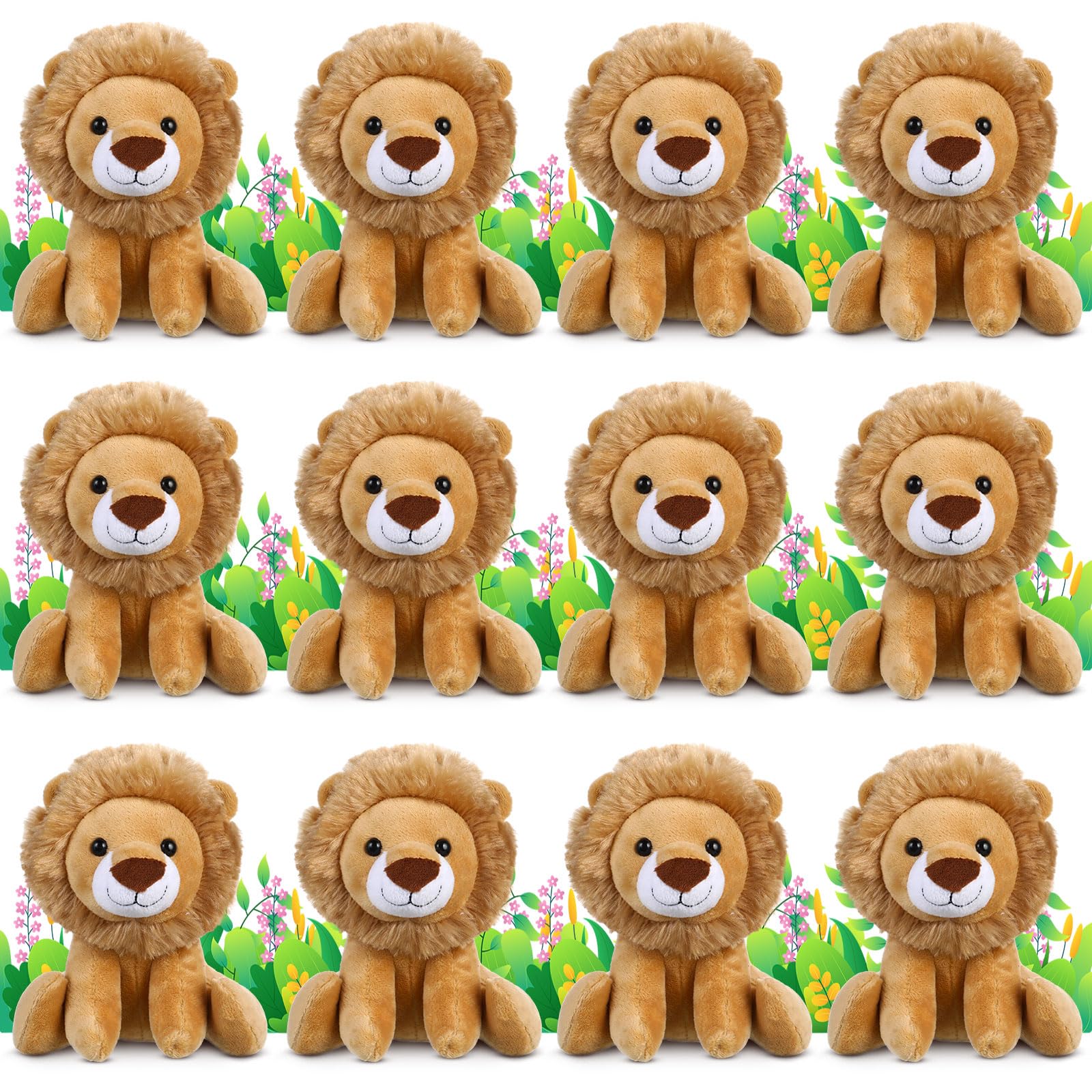 Photo 1 of VercanMonth 12 Pieces Lion Plush Set 6 Inches Cuddly Lion Stuffed Animal Soft Cuddly Plushie for Boys Girls Birthday Favors Gifts Forest Party Decor