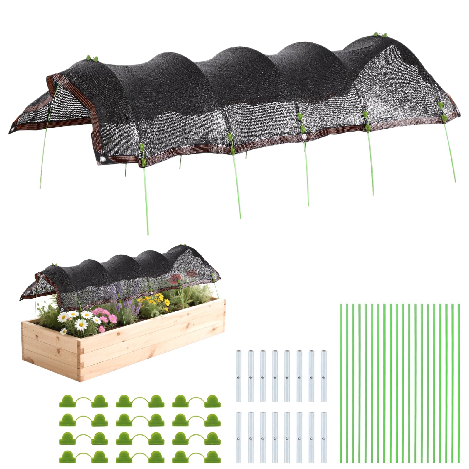 Photo 1 of 78.7"x39.4" Garden Shade Kit, 70% Garden Sun Shade Cloth with Hoops for Plants Heat Protection, Raised Garden Bed Shade Cover Plant Sun Shade for Outdoor Vegetables