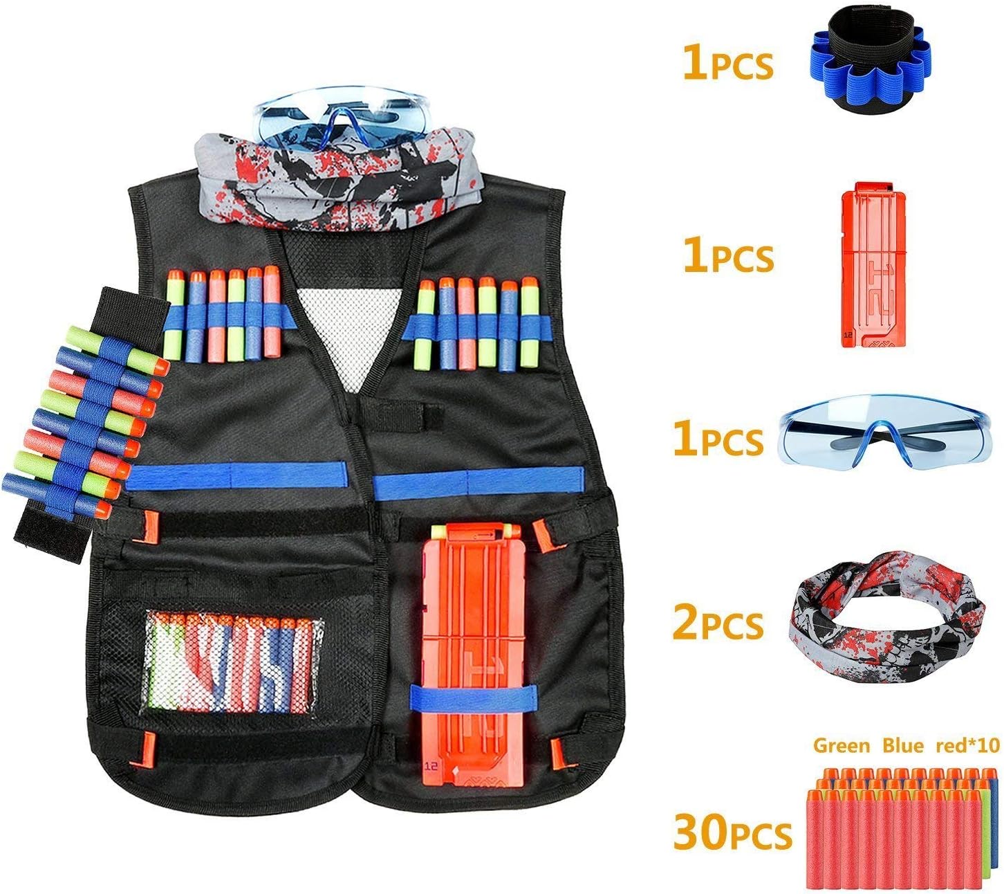 Edcmart Kids Tactical Vest Kit for Nerf Guns N-Strike Elite Series Perfect Battle Game