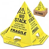 Primepack No Stack Pallet Cones | Safe Shipping &amp; Handling Alerts Cones Bundle | Lightweight, Easy to Carry Moving Essentials for Freight Protection | English, Spanish &amp; French Language - 50 Pack