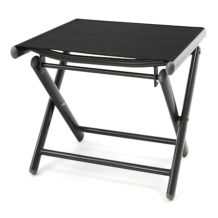 Nexos klappbarer Alu Hocker Sitzhocker Textilene schwarz Gestell anthrazit für Camping Garten Terrasse Balkon Klapphocker fal