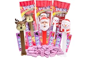 Pez Christmas Candy Dispensers Gift Set, Holiday Characters and Assorted Hard Candies Refill Rolls, Stocking Stuffer Pack of 3, Style May Vary