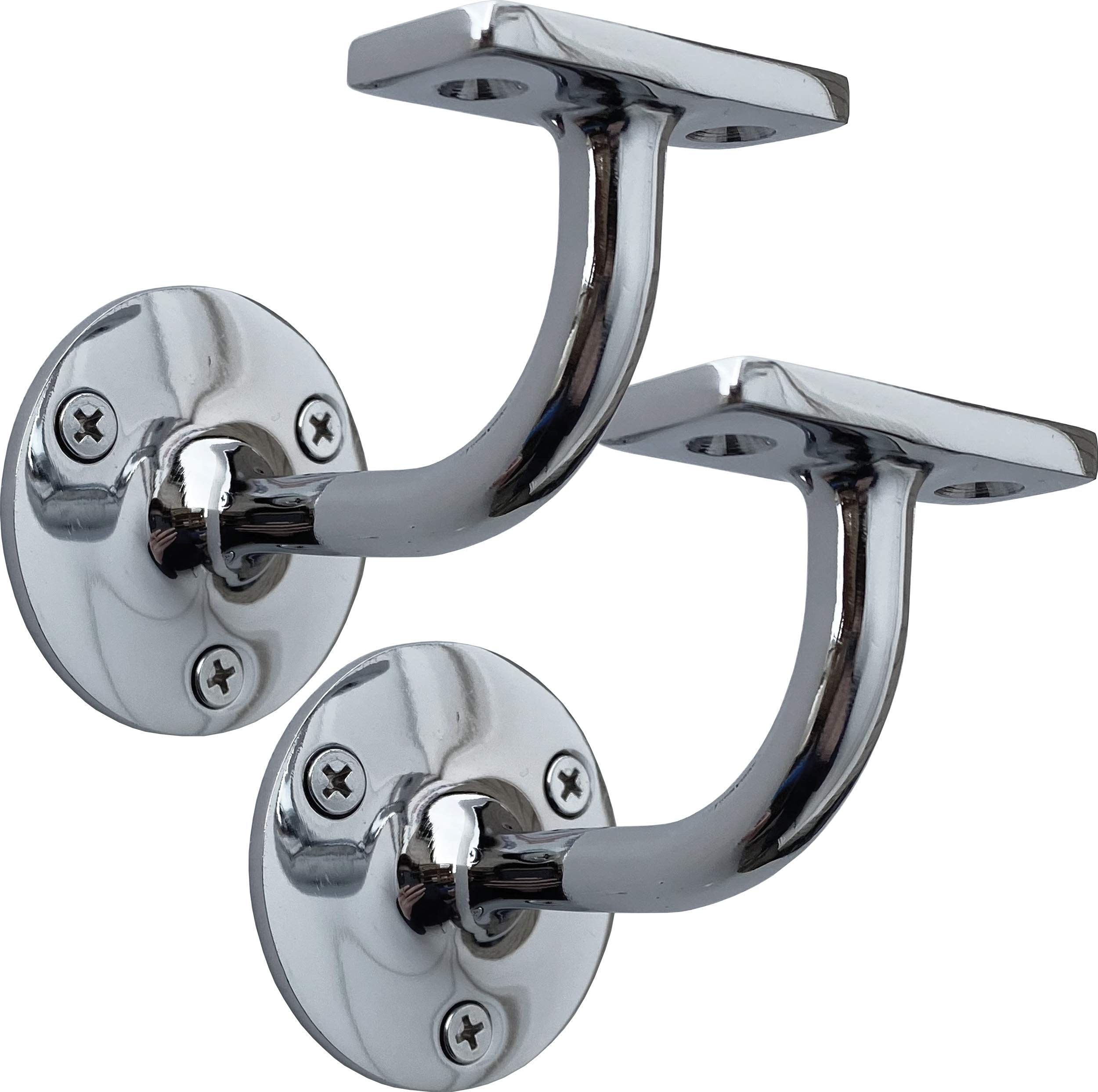 IRONTITE® 2X Chrome Handrail Brackets, Heavy Duty Banister Brackets, Suits Wood Or Metal Stair Banister, Perfectly Finishing The Look of Your Hand Rail (2 Pack)
