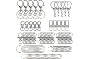 NCEDFYLER JY Metal Swivel Snap Hooks with Key Rings, Keychain Clip Key Chain Rings, Lobster Claw Clasps Lanyard Clips for Keychains Jewelry Making Charm Crafts DIY (120)