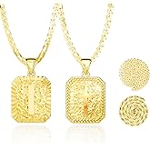 ketryep Gold Initial Necklaces for Men 18k Gold Plated Letter A-Z Pendant With Stainless Steel Figaro/Rope/Cuban Chain, Mens Cross Letter Necklace for Christmas Birthday Religious Gifts