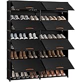 Gasvadivum 2 by 9 Tier Shoe Cabinet, 54-Pair Storage for Closet,Black | Max Capacity for Large Families, Remove Layer for Boots, Split into 2 Units, Door Blocks Dust &amp; Pets