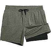 maamgic Mens 2 in 1 Running Shorts, 5" Gym Short with Zip Pockets, Quick Dry Workout Athletic Shorts for Men