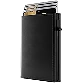 QLD Minimalist Wallet for Men - RFID Blocking [Smart & Practical] Trifold Slim Card Holder Pop Up Wallets Metal Case for Front Pocket with Cash Slot, ID Window, Magnetic Closure