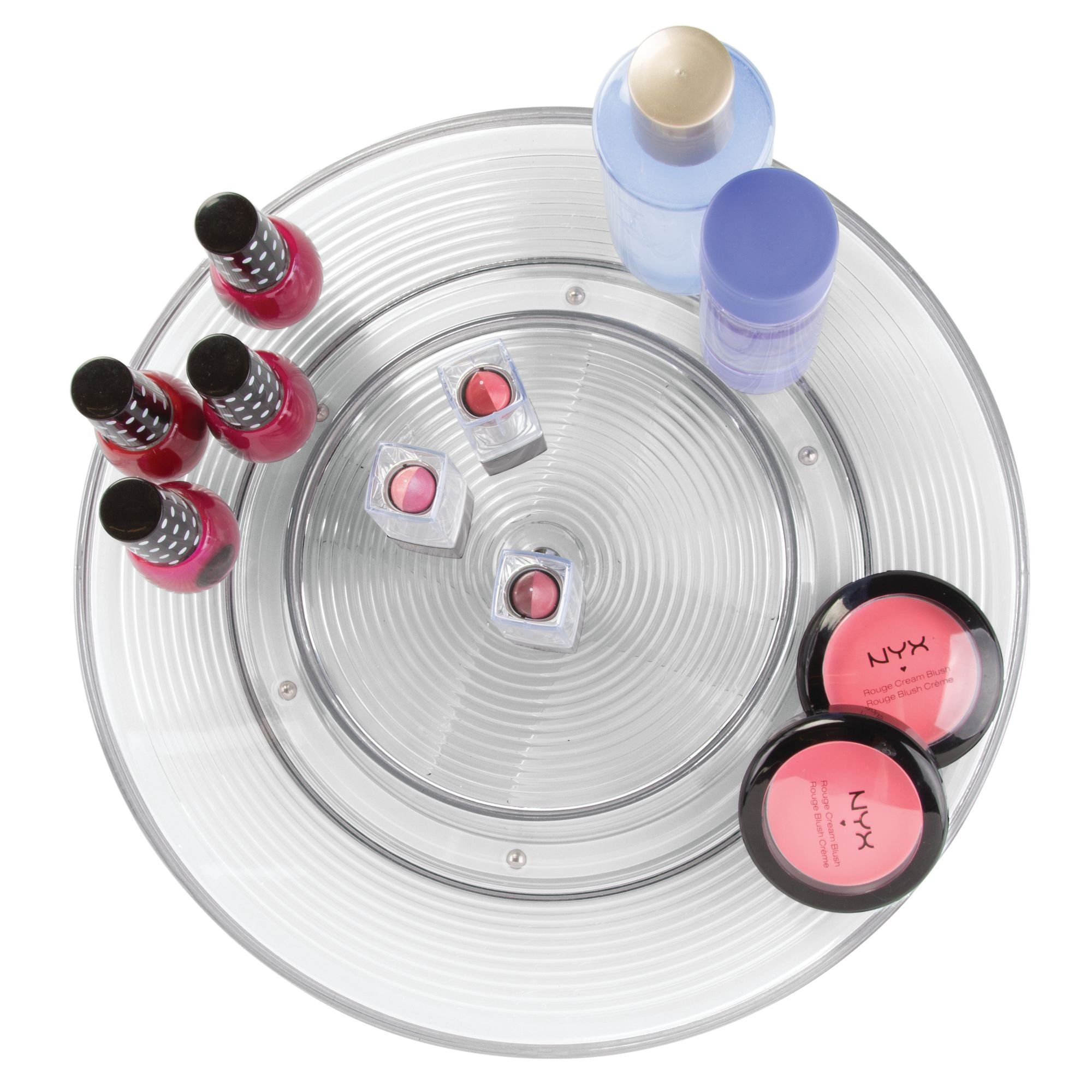 mDesign Spinning TwoTier Lazy Susan Turntable Storage Tray Rotating