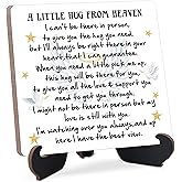 A Little Hug From Heaven, Guardian Angel Wooden Sign, Bereavement & Sympathy Gift, Memorial & Condolence Gift for Loss of Loved One, Table Centerpiece Remembrance Decor, Sign With Black Stand, 3