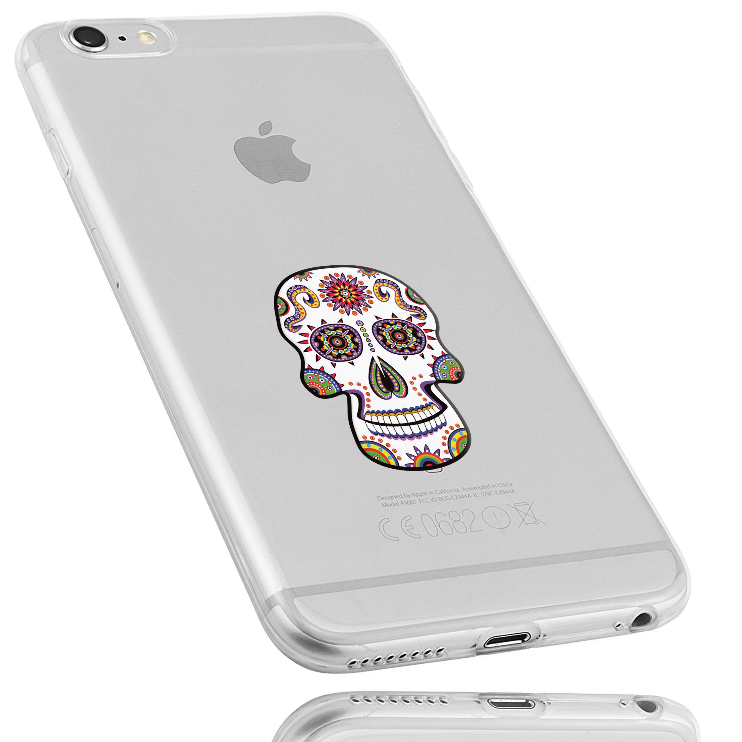 mumbi Case Compatible with iPhone 6 / 6S Mobile Phone Case Thin with Calavera Motif White Colourful Transparent โ image 1