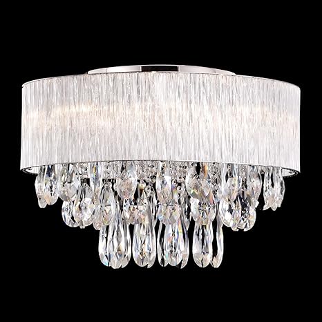 Flush Mount Light In Cylinder Ribbed Glass Tube Shade 20 Inches