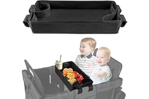 Coocake Stroller Snack Tray Compatible with Wonderfold Wagon W2, Waterproof Organizer with Cup Holders, Snack Tray for Kids Playing and Eating