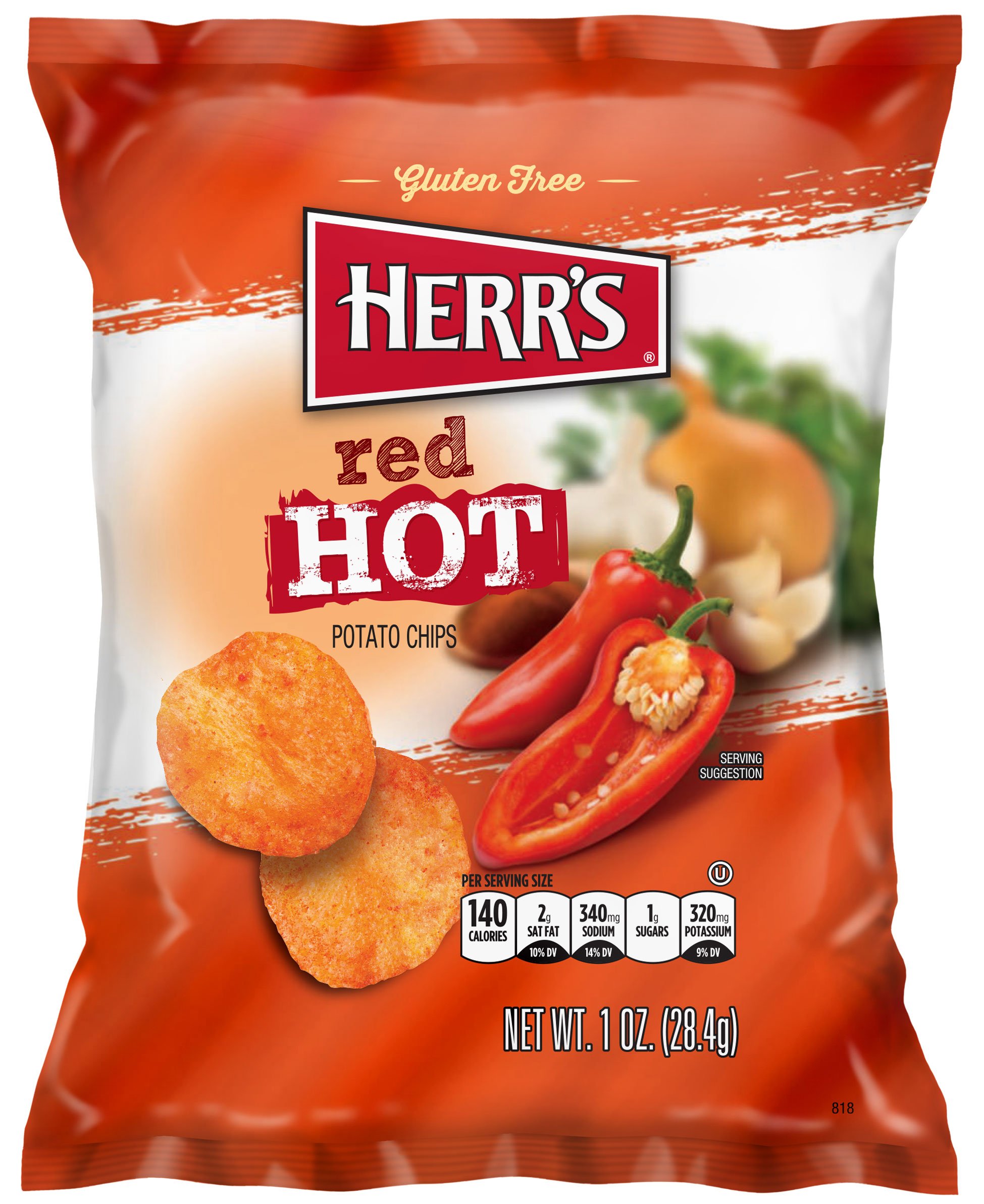 Herr's Potato Chips, Ketchup Flavored, 1 Oz. (Pack of 42)