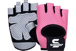 SAWANS Workout Gloves for Men and Women Weight Lifting Gloves Gym Fitness Exercise Cycling Pull ups Microfiber Lightweight Breathable Non-Slip Silicone Padded Palm Grip Protection