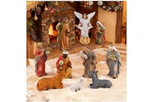 MAGICSCULP Christmas Nativity Set - 11 Piece Nativity Scene Set for Christmas Indoor Decorations with Baby Jesus, Resin Nativity Figurine Manger Scene for Tabletop Holidays Home Chapel Christmas Decor