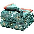 Boho Throw Blanket for Bed 100% Cotton Ultra Soft Rustic Quilt Summer Blanket Floral Printed Farmhouse Decor Bed Blankets,60"×80" All Season Rustic Throw for Sofa Couch Chair
