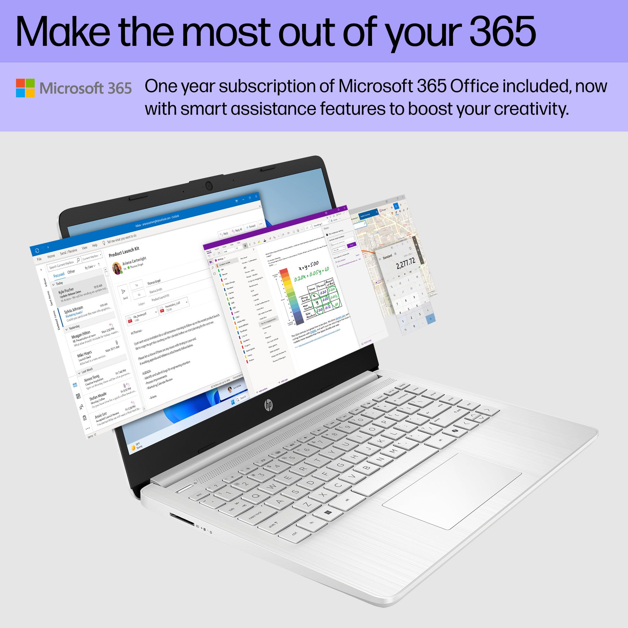 HP 14 inch Laptop, HD Display, Intel Celeron N4500, 4 GB RAM, 64 GB eMMC, Intel UHD Graphics, Windows 11 Home in S Mode, Natural Silver, 14-dq3500nr