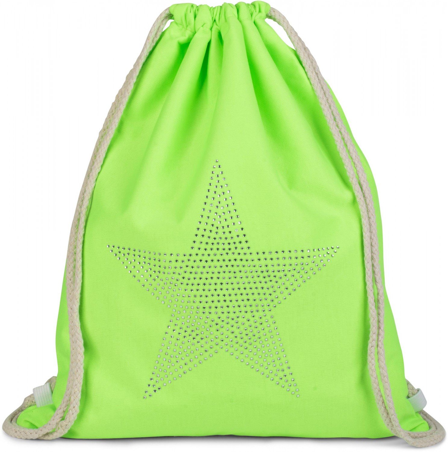 styleBREAKER gym bag with rhinestone star applique, rhinestone rucksack, bag, unisex 02012123, color:Neon Green