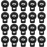 Super Z Outlet Single Hole Spring Loaded Round Ball Shaped Stop Sliding Cord Fastener Locks Buttons for Camping & Hiking, Shoelace Replacement, Sports, Backpacks (20 Pieces)