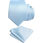 GUSLESON 3.15"（8cm） Mens Tie Set Solid Pure Color Necktie and Pocket Square Set in Gift Box