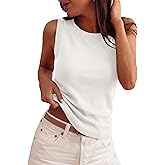 PRETTYGARDEN Sleeveless Sweater Tops for Women 2026 Summer Dressy Ribbed Tank Tops Spring Business Casual Work Shirts Blouses