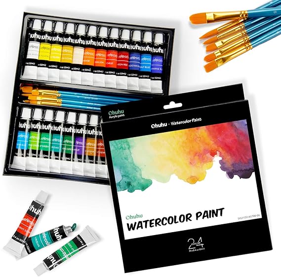 Watercolor Paint Set by Ohuhu 24 Premium Quality Art Watercolors